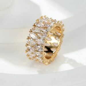 Golden Crystal Marquise Ring